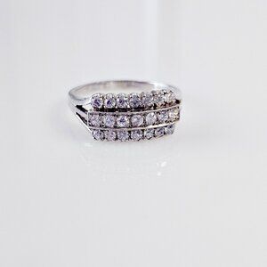 Sterling Silver Diamonelle Multi-row Band / Anniversary Ring